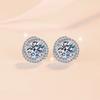 0.5&1CT Round Cut VVs1 Moissanite Double Halo Stud Earrings GRA Certified 925 Sterling Silver for Women Wedding Jewelry