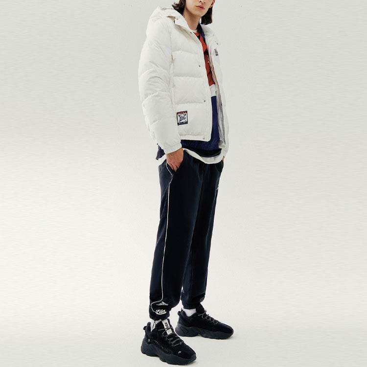 Fila Fusion Мужская теплая пуховая куртка с капюшоном и принтом логотипа Белая утиная пух Верхняя одежда T11M042902F-WT