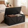 127L Home Storage Box, with Safety Hinges - Black Wood-Effect