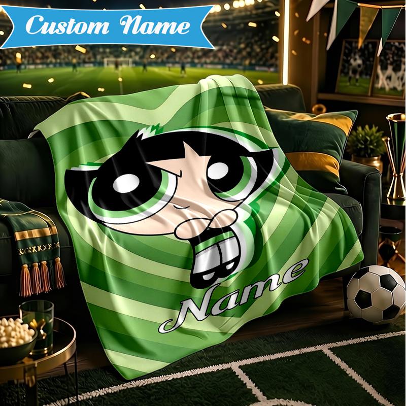 Custom Name Powerpuff Adventure Blanket Lightweight Ideal Bedding Blanket Perfect for Travel, Camping, Living Rooms, Sofas, Christmas gift