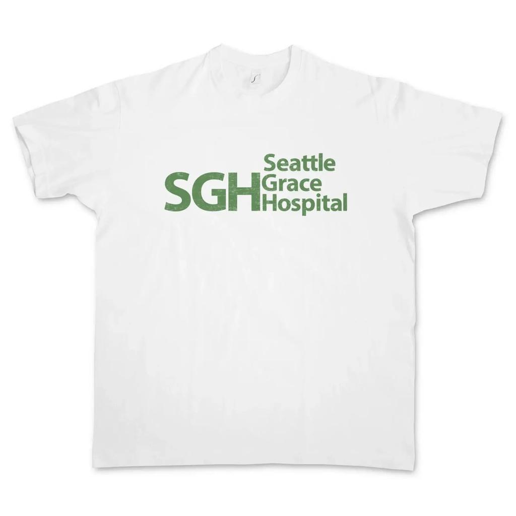 Seattle Grace Hospital T Shirt Sgh Krankenhaus Tv Anatomy Series Fun Logo Er Vintage Washed Unisex Stylish Slightly Streetwear