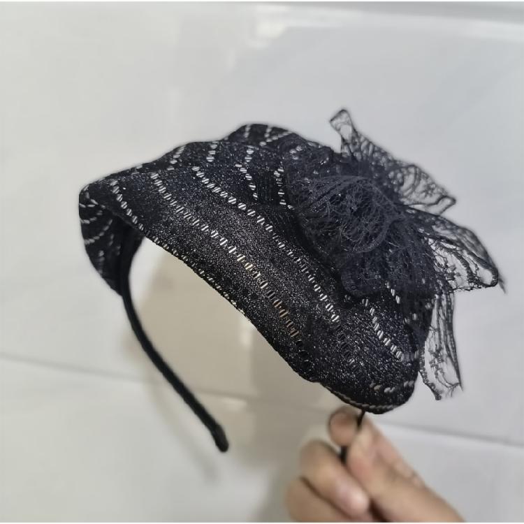 Высокий обруч для волос с черепом, кружевной бант, шляпа, повязка на голову, женское украшение для волос для официального мероприятия