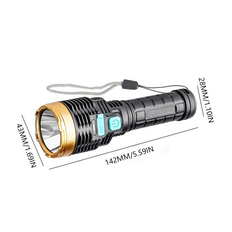 Dual Light Source Ultra Endurance Bright Light Explosion Outdoor Portable Rechargeable LED Direct Charge Household Durable Side