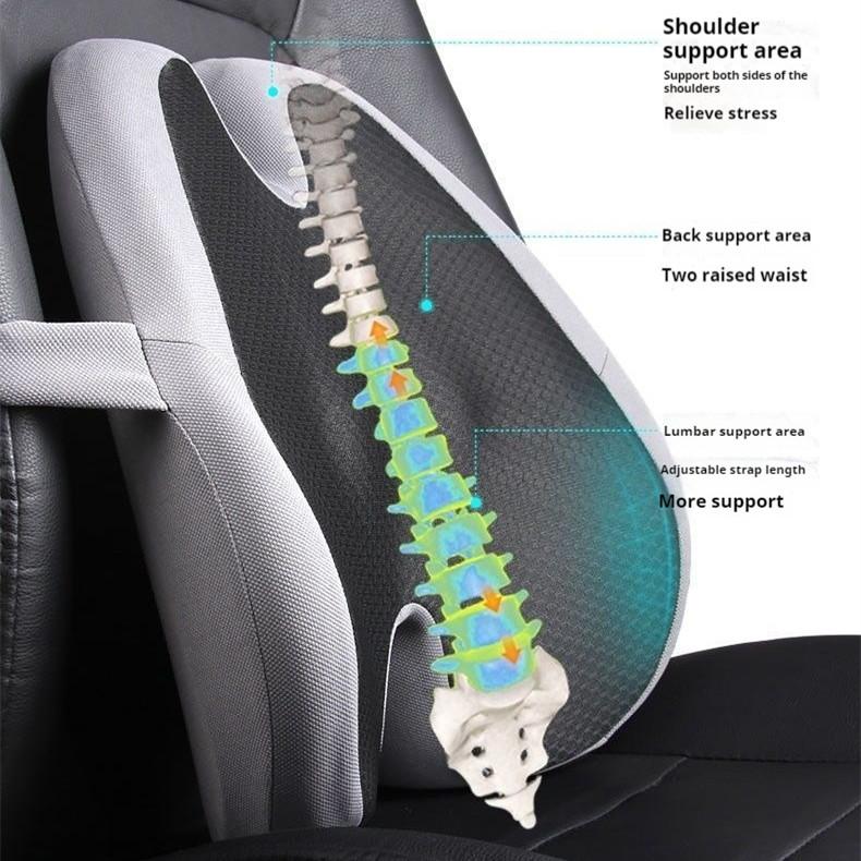 Memory Foam Seat Cushion Waist Back Support Pillow Set Orthopedic Ergonomic Coccyx Relief Hip Lumbar Pad for Office Chair Car