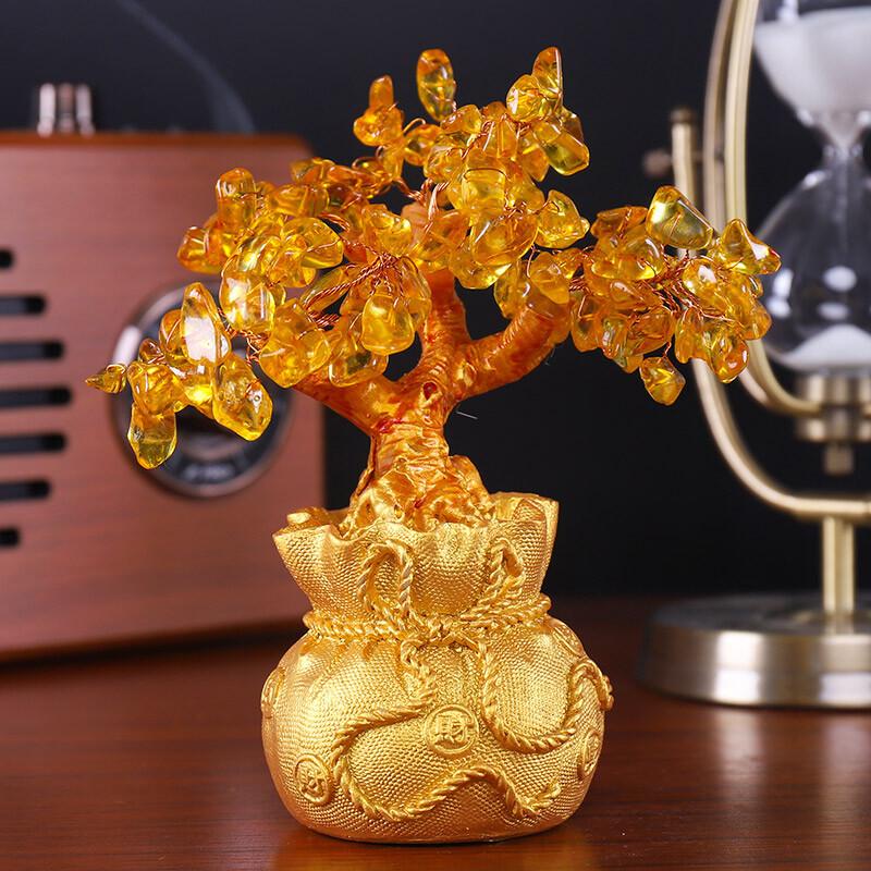 Feng Shui Citrine / Citrine Money Tree & Citrine Tree, Faucet Crystal Tree / Chinese Dragon Fortune Crystal Tree / Gift Tree