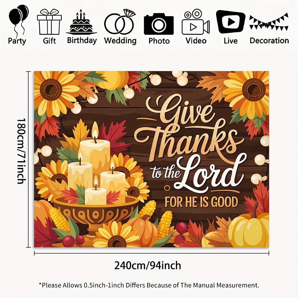 2D flat background banner  harvest thanksgiving "thank the Lord  for He is good" pattern background cloth