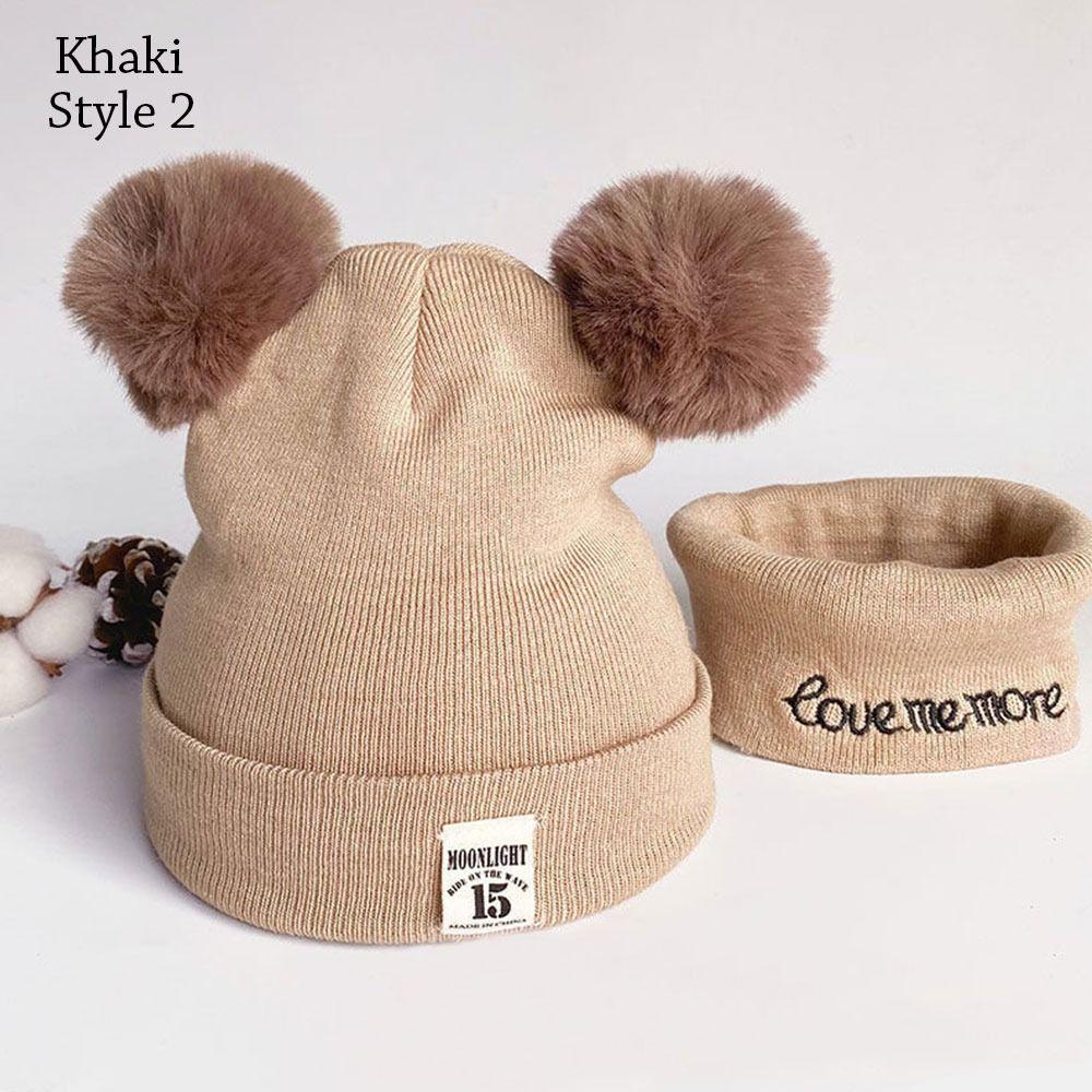 Теплая детская шапка-бини, защитная шапка для ушей, шарф, комплект, зимняя детская вязаная шапка для малышей