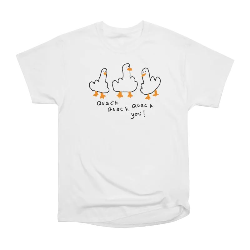 Мужские повседневные рубашки с коротким рукавом QUACK YOU Белые футболки Оверсайз футболки
