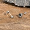 Vnox Gothic Black Zircon Stone Earrings for Men Women, Five Ponited Stars surrounding Stud Earrings, Unisex Brincos