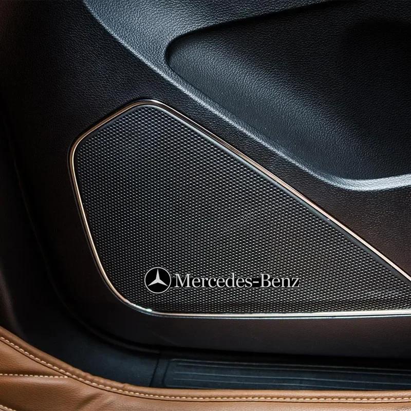 GLC 4pcs 3D aluminum speaker stereo speaker badge emblem Sticker for Mercedes Benz B/C/E/S Class A Class C200L GLC GLK CLA GLA