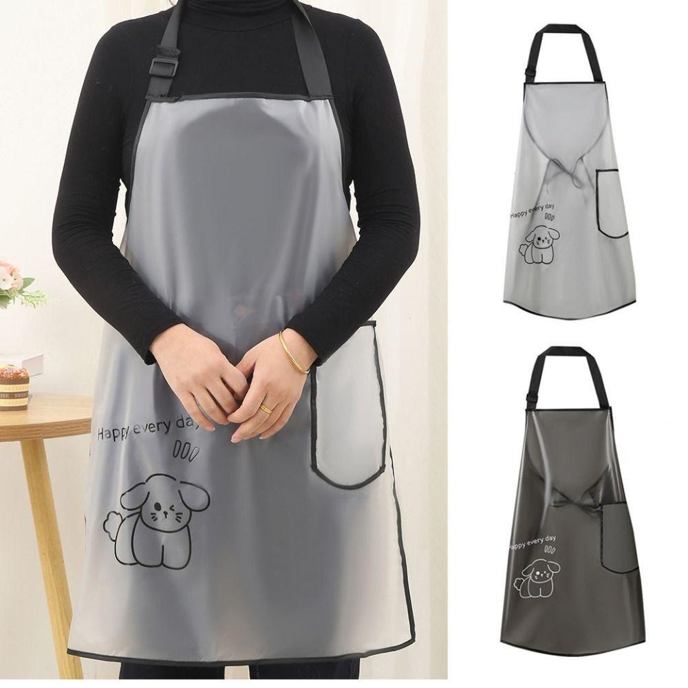 Sleeveless Waterproof TPU Apron Dirt-Proof Work Aprons Cartoon Cleaning Aprons Home Use