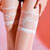 1Pair Over The Knee Sock Plus Size Thigh-high Socks Non-slip Stockings With Silicone Trim Polyamide Women's Glossy Lace Clubwear