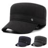 Winter Thick Cold-Proof Middle-Aged and Elderly Outdoor Flat Top Cotton Cap Men's Letter Label Ear Protection Warm Wool Duck Cap