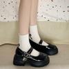 Black French Retro Thick Heel Platform Small Leather Shoes Women's 2025 New Autumn and Winter Versatile Skirt Mary Jane Single Shoes