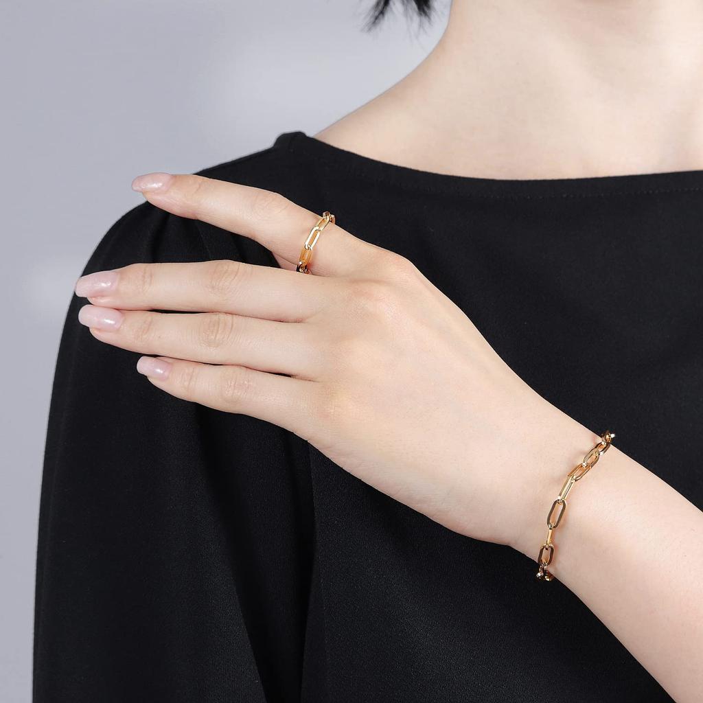 K18 18K Gold Paper Clip Bracelet Width Pull Ring Selectable Length Unisex Chain 20cm [Speranza] 4.3mm