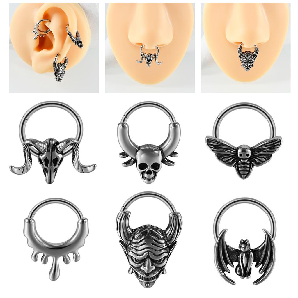 Pack of 2 Stainless Steel Septum Rings Fashion Body Jewelry Nose and Ear Piercing Jewelry Fashion Accessory for Daily