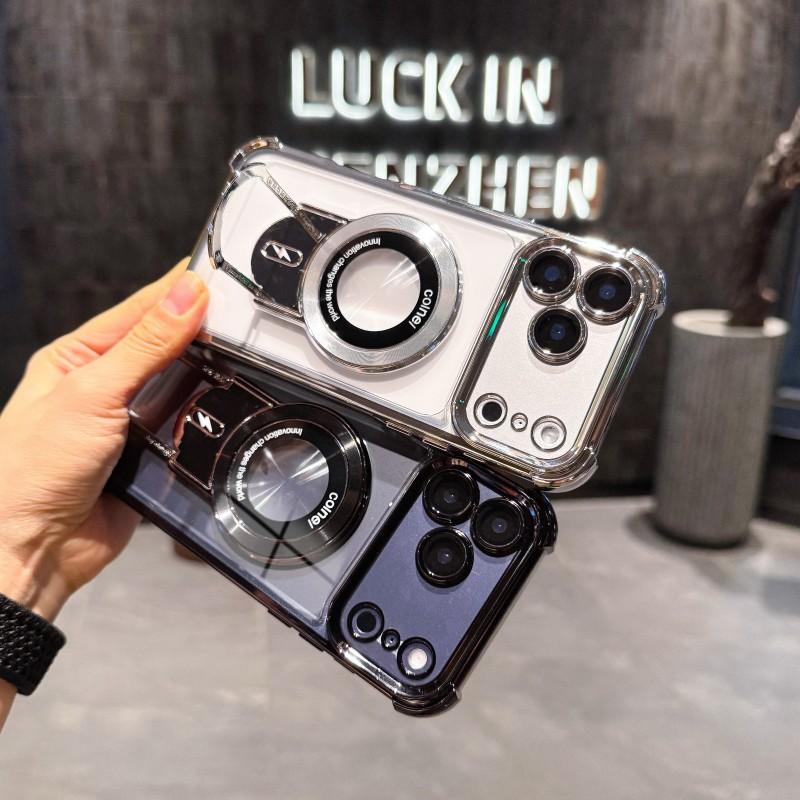 Магнитный чехол для Xiaomi 15T Pro 14T 17 13T Redmi 15 15C 14C 13 K90 Подставка Держатель Тележки Противоударный Роскошный Мягкий Прозрачный Чехол Задняя Крышка