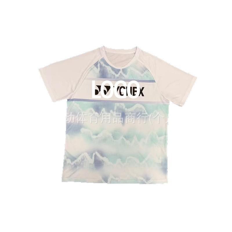 Quick-Dry Gradient Short Sleeve Sports Shirt Badminton Tennis Ping Pong Training Unisex Team Uniform Custom Print