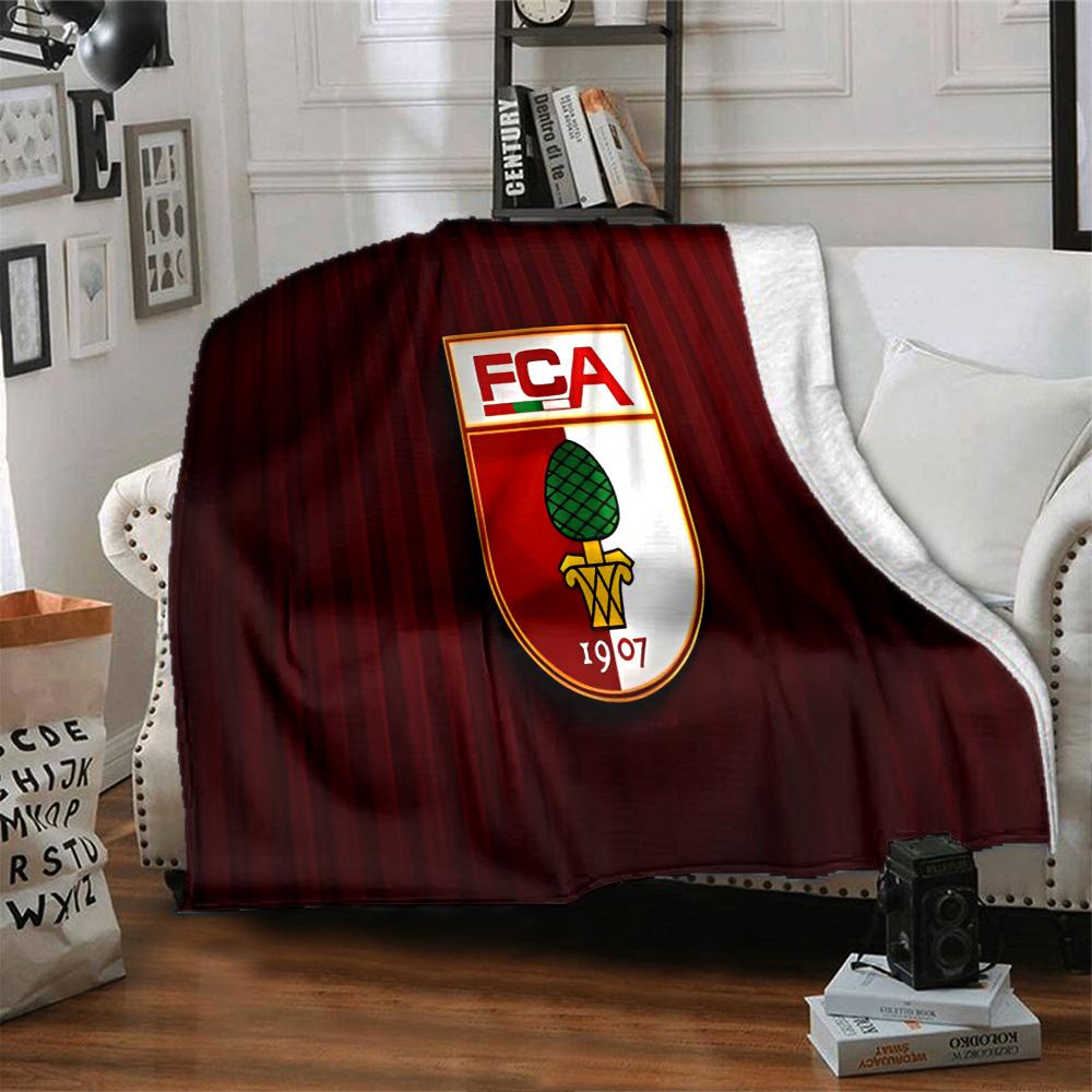 Augs-burg Football Crest Flannel Blanket, Soft Polyester, Modern Design, All-Season for Camping, Travel, Gifts for holidays or birthdays