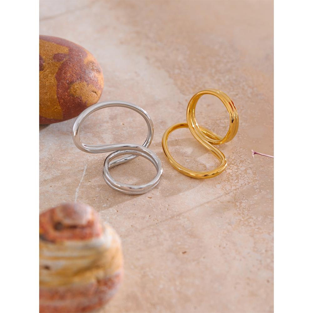 Yhpup Size 7 Fashion Creative Geometric Finger Fashion Ring Rust Proof Attractive Stainless Steel Arrivals Jewelry