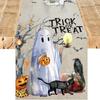 1pc Halloween Table Runner Black Cat Ghost Pumpkin Skull Design Durable Tablecloth for Halloween Dining Room Kitchen Decoration
