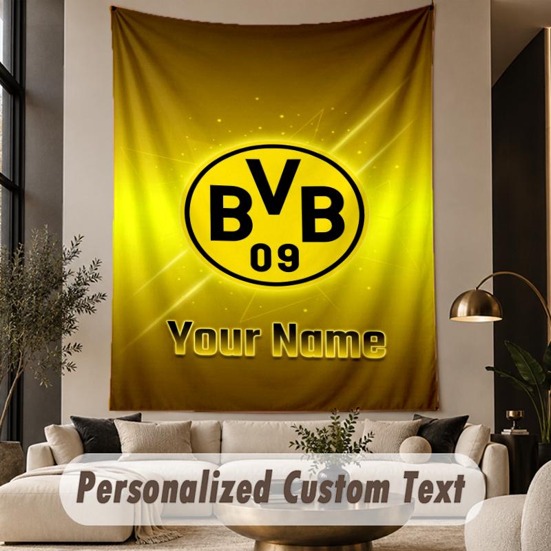 Custom Text Tapestry Borussia Dortmund Print Wall Tapestry Indoor Living Room Wall Decor
