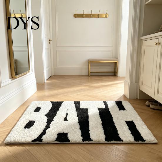 Decorative Bedroom Floor Mat Modern Bath Mat, Absorbent Non-Slip Bathroom Rug, Fun English Letters, Water Foot Pad Machine Washable Cozy Rug