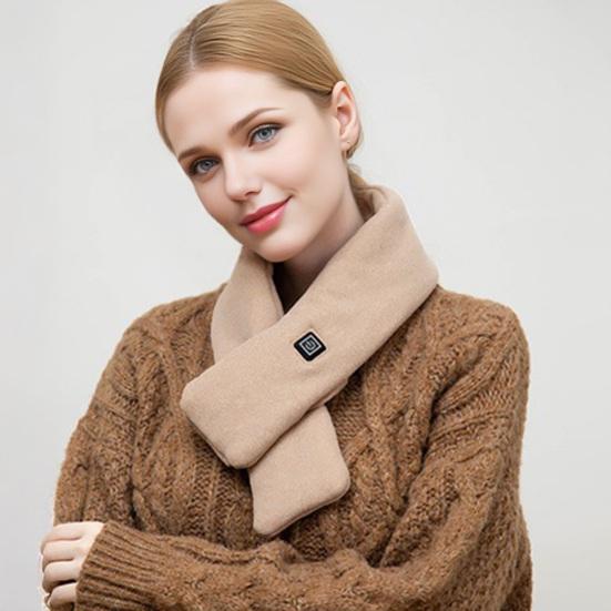 Heated Scarf Waterproof Fabric Fast Heating Electric Heated Scarf Rechargeable 3 Temp Settings Winter Scarf