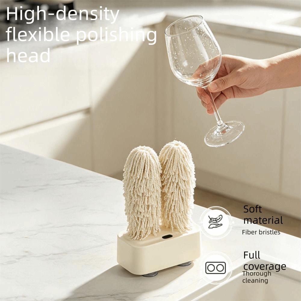 Automatic Electric Glass Washer Dual Brushes Glass Polisher Machine Wine Glass Polisher Home