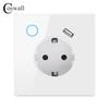Европейская умная USB-розетка 86 типа с WiFi и закаленным стеклом - Совместима с Google Home и Alexa