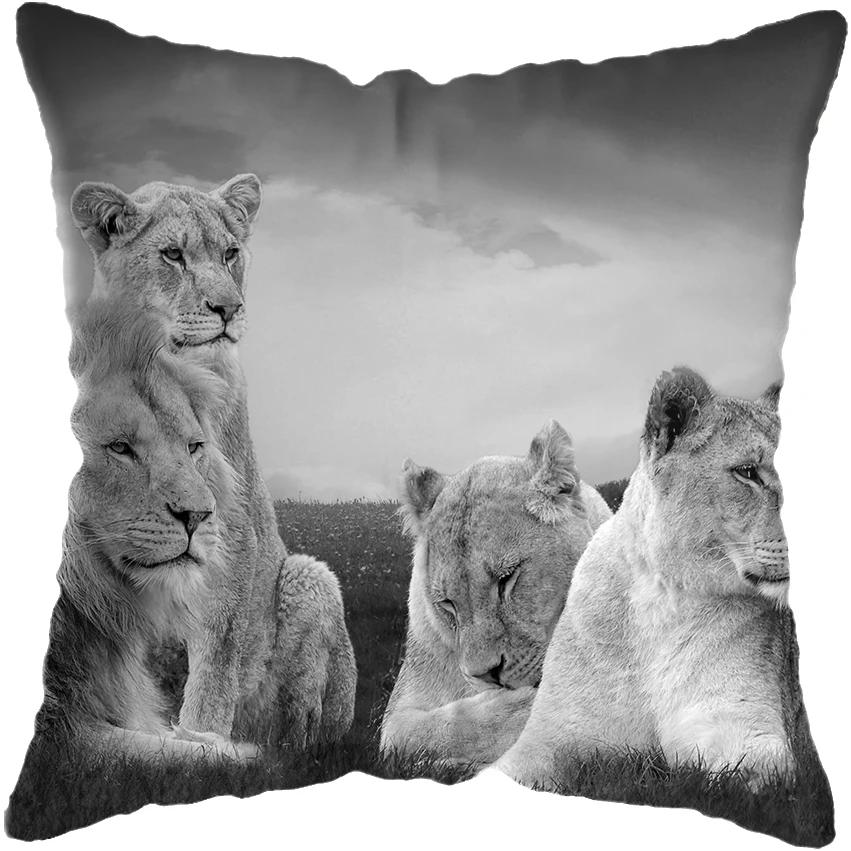 45x45 см Чехол для подушки с изображением диких животных львов и тигров, декоративная наволочка для подушки с изображением диких животных и львов, наволочка для дивана и кресла