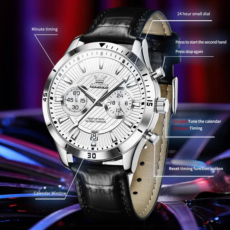 Fashion Trend High Beauty Men's Chronograph Multi Functional Quartz Watch Business Calendar Watch