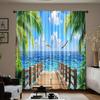 2 Pcs Seaside scenery print curtains,suitable for bedroom,living room kitchen decoration,home decoration,window decoration