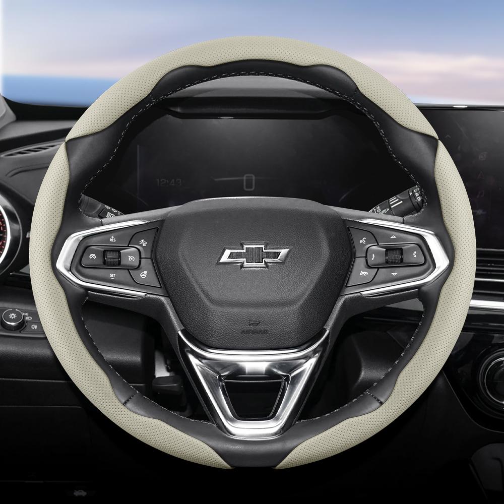 AABHN1 Suitable for Chevrolet Breathable Holes Leather Steering Wheel Cover Segmented Quick Release Design Non-Slip and Durable Cruze Spark Captiva