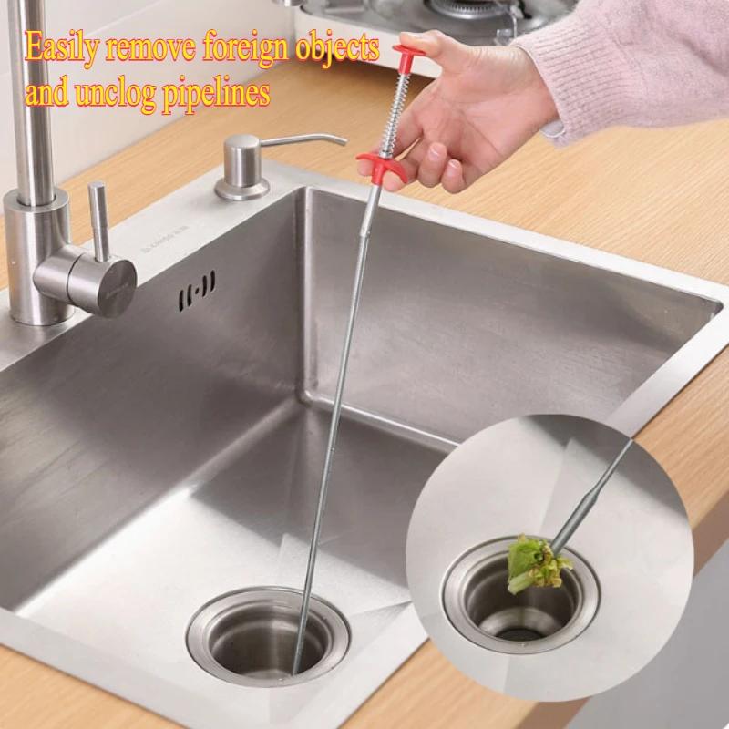 Cleaning Brush Pipe Unblocking Tool 60cm Pipe Sink Unblocker Drain Hair Cleaner Sink Refrigerator Foreign Matter