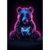 Интересные постеры игрока с животными Яркий неоновый эффект Панда Собака Геймерские принты Холст Настенные картины Домашний декор для гостиной