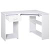 L-Shaped Corner Computer Desk w/ 2 Shelves Wide Worktop Keyboard Tray Drawer & CPU Stand Home Office Study Bedroom Furniture White