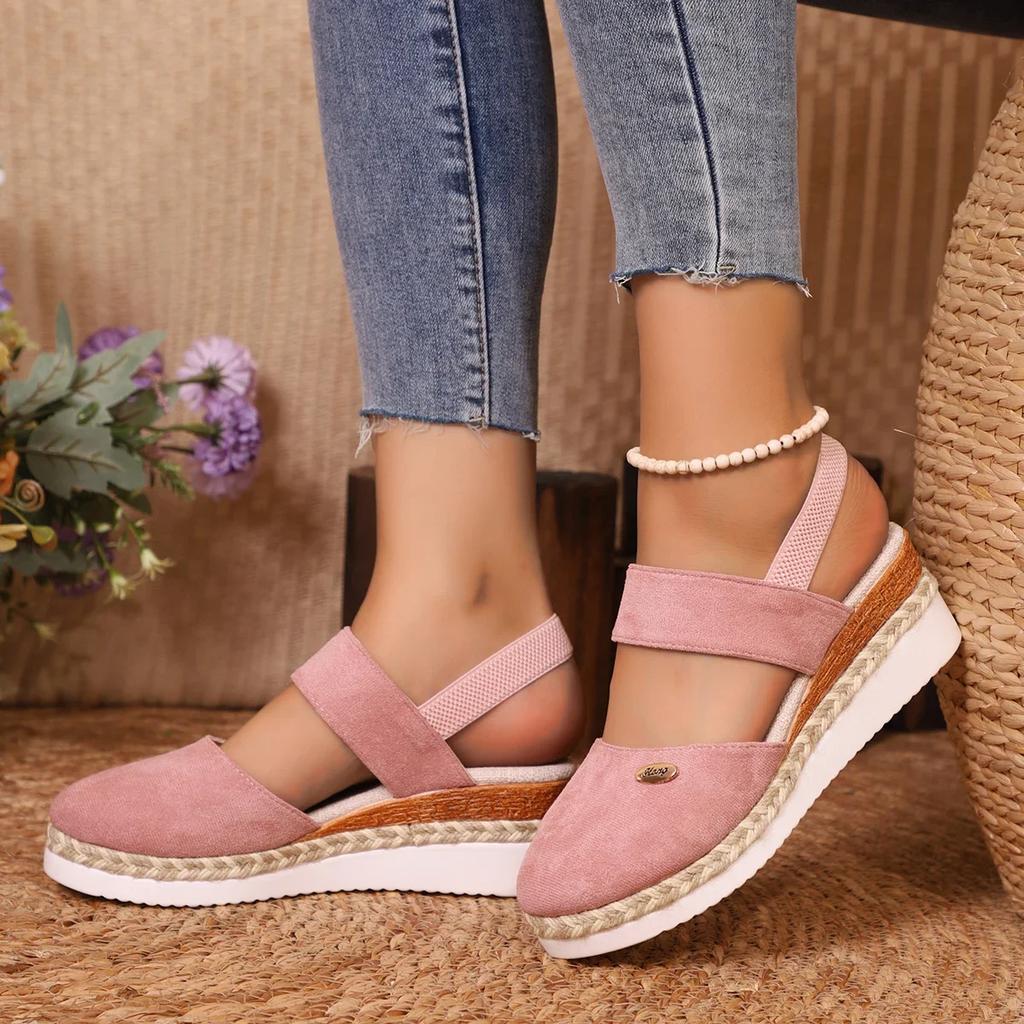 Fashion Women Closed Toe Wedge Sandals Women Summer Buckle Strap Gladiator Shoes Woman Fashion Espadrilles Platform Sandalias Mujer