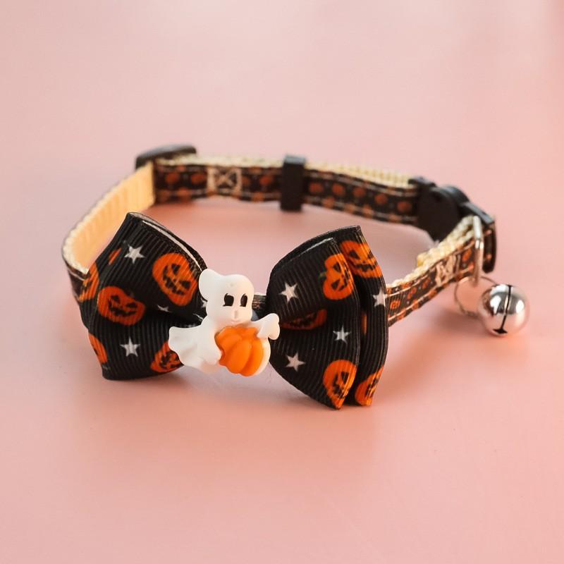 Halloween Pet Collar Pumpkin Ghost Hat Safety Buckle Necklace Cats Dogs