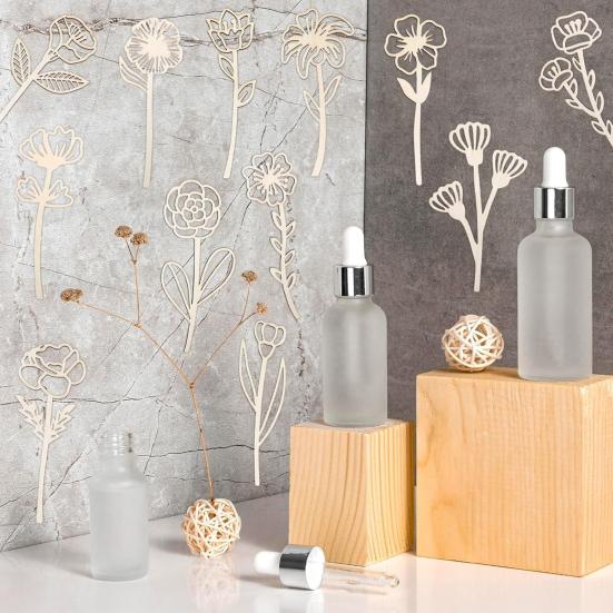 Деревянные декоративные фигурки полевых цветов для раскрашивания, таблички со стеблями, букет цветов в стиле бохо для дома, дня рождения, праздника, художественного оформления детской комнаты и спальни своими руками.