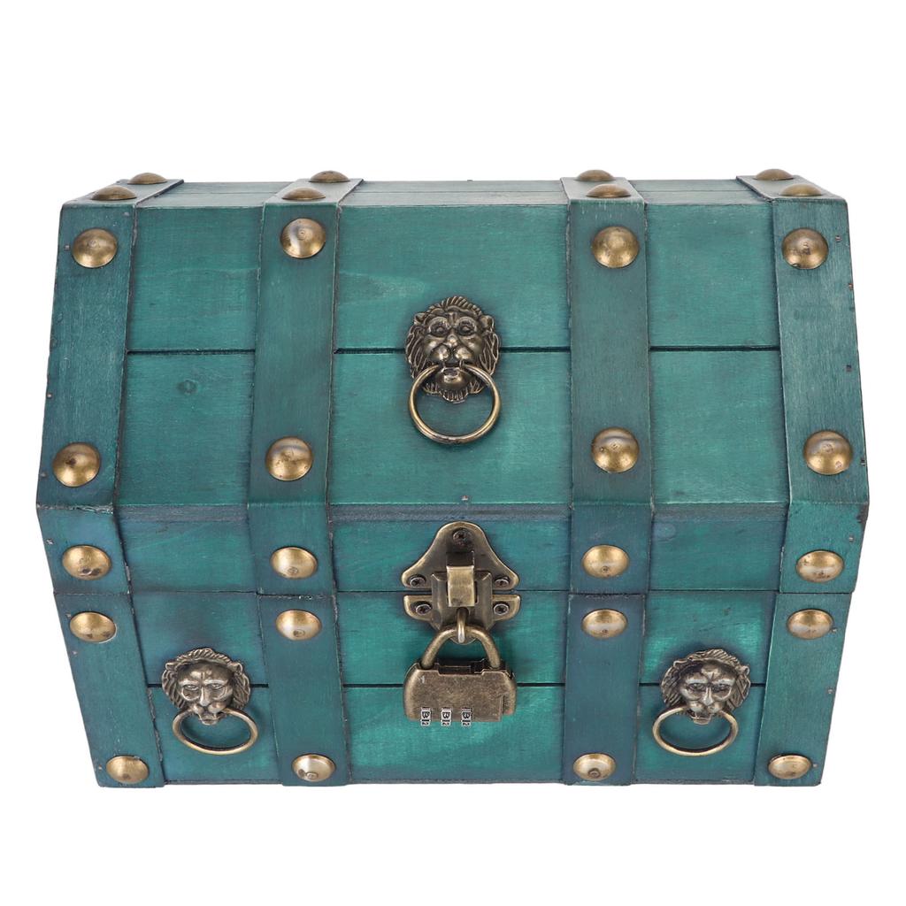 Treasure Chest Storage Box with Combination Lock Handcraft Exquisite Wood Treasure Box for Jewelry