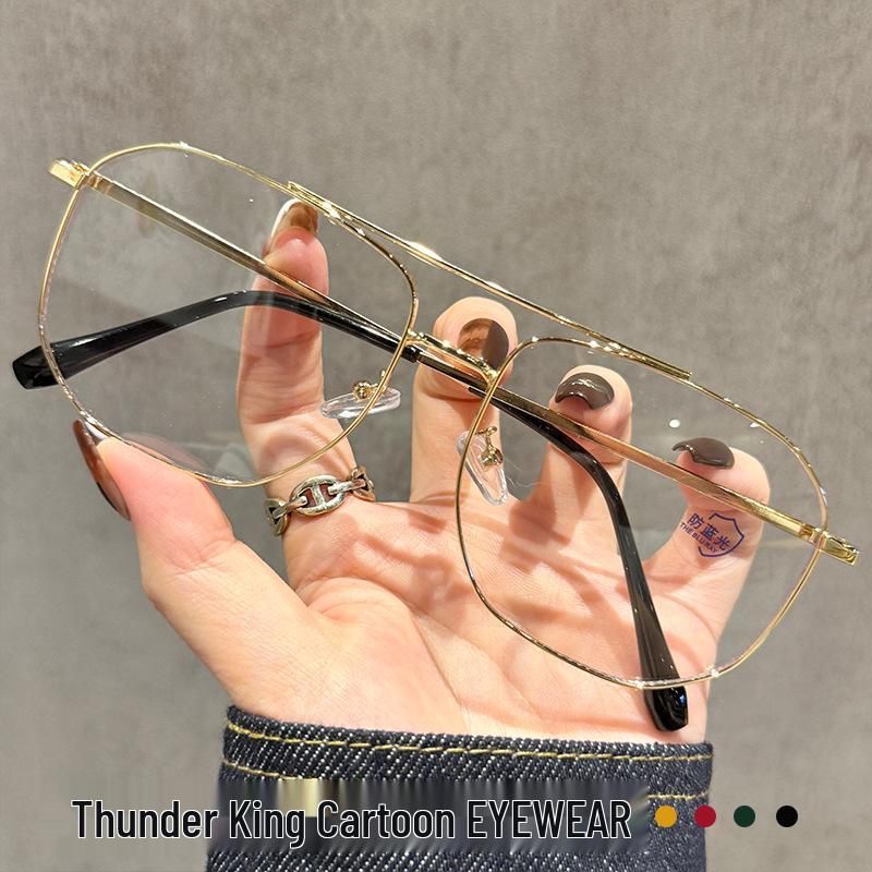 Ultralight Gold Double Bridge Men's Eyeglass Frame - Extra Large, Slimming Fit for Prescription Lenses