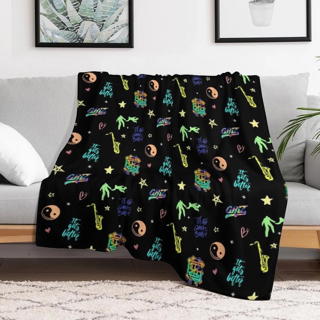 Griz Pattern in Color Throw Blanket All Weather Soft Throw Blanket for Sofa
