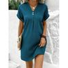Comfortable Women Loose Waist V Neck Hoodie Mini Dress Short Skirt Button Up Solid Color Spring Summer Latest Fashion