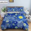 Комплект постельного белья с художественным 3D рисунком в стиле короля Моне и Ван Гога, напечатанный узор на пододеяльнике с наволочками, горячая распродажа, 2/3 шт.