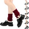 Women's Winter Loose Buttoned Leg Warmers With Lace Trim Knitted Wool Leg Warmers