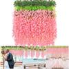 Pack Of 12 Artificial Wisteria Hanging Flowers For Wedding Indoor Outdoor Decoration With Realistic Silk Petals