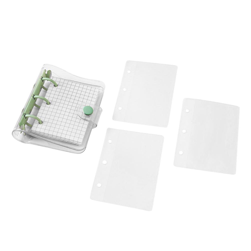 Мини Прозрачные Обложки для 3-кольцевого Блокнота с Внутренним Листом в Клетку и Карманами для Вкладышей Мини Блокнот на Свободных Листах Прозрачный ПВХ