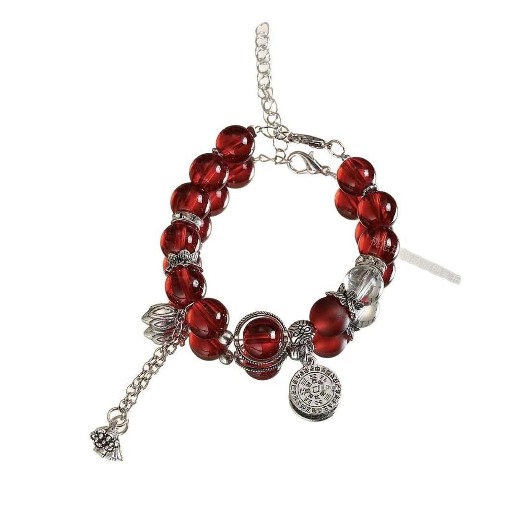 Очаровательный браслет с розовыми кристаллами и цветочным узором - Мечтательный подарок в придворном стиле для девушки