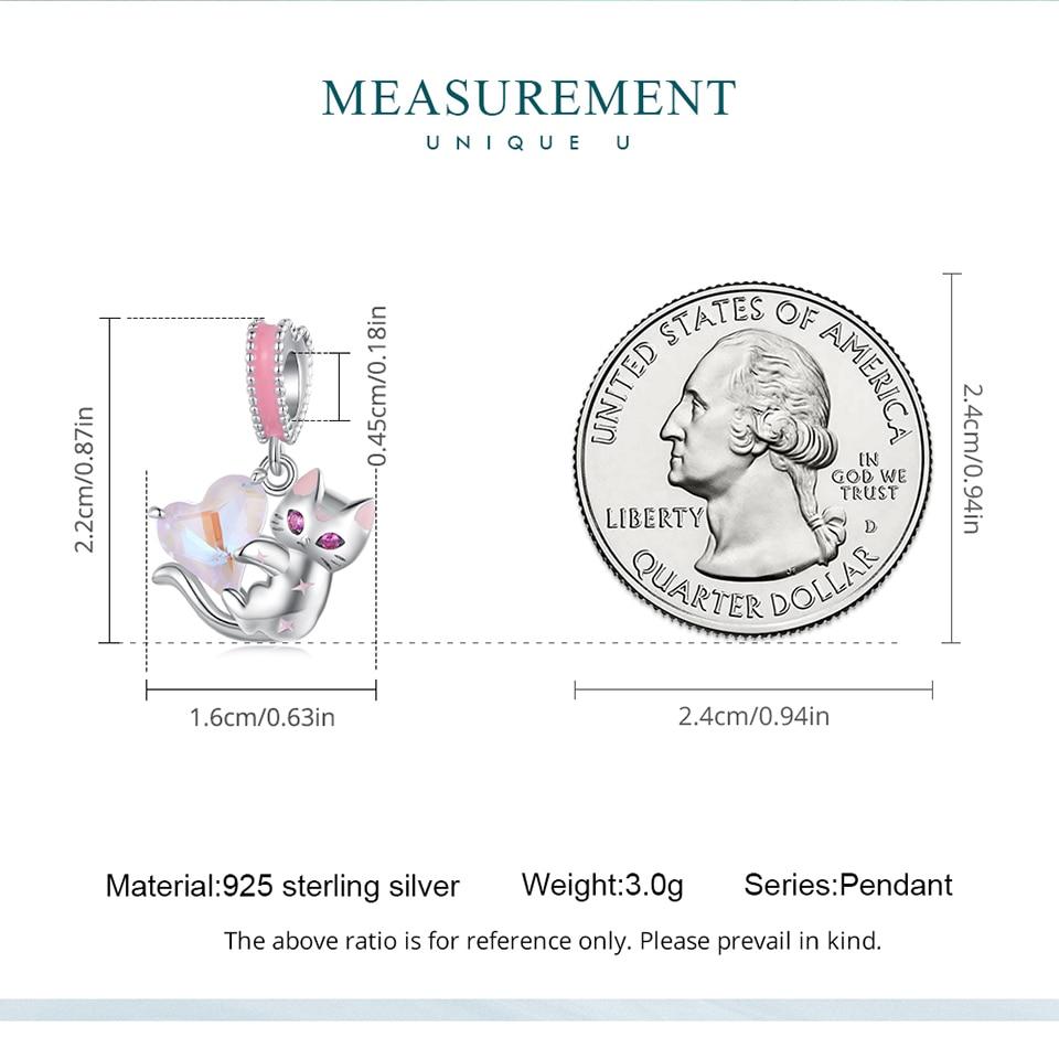 BAMOER Стерлингового Серебра 925 пробы кошка подвеска из бисера сердце подвески для женщин оригинальный браслет ожерелье ювелирные изделия